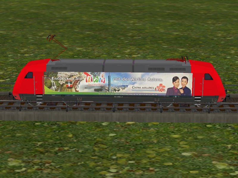 Der Versuch , eine Werbelok fr EEP durch Bearbeitung der Texturdatei, zu entwerfen. hier die China Airlines