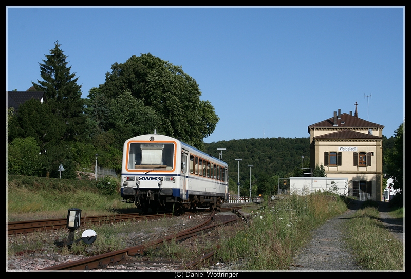 Der Waibstadter NE81 bei der Einfahrt in den Bf Waibstadt. 30. Juli 2009
