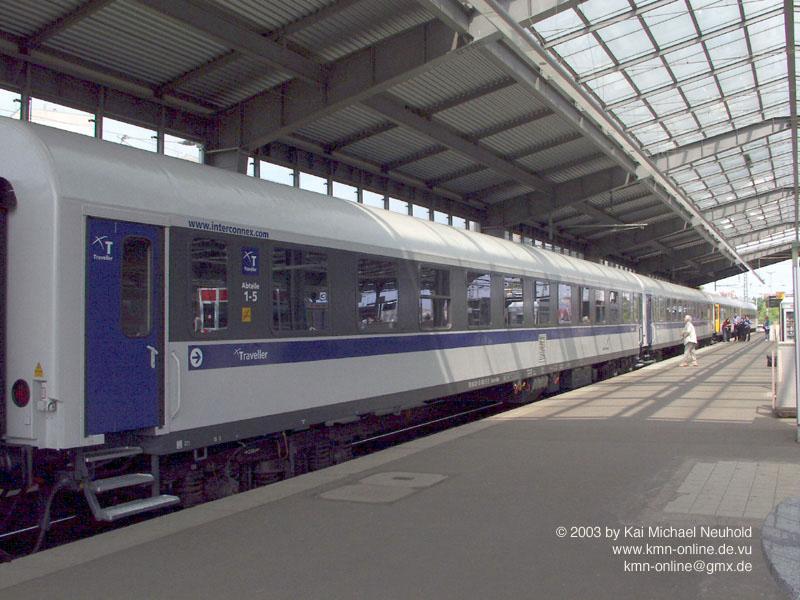 Detail-Ansicht eines Wagens der Traveller-Class des neuen InterConnex, welcher ab 6.Juni 2003 von Rostock, ber Halle (Saale) nach Kln fahren wird.