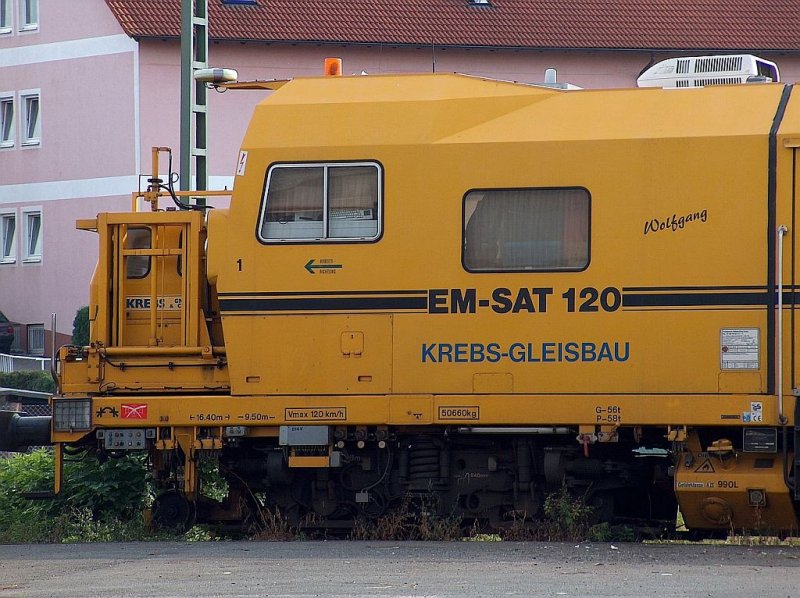 Detail eine Fahrzeugs der KREBS Gleisbau im Werkhof in Lichtenfels