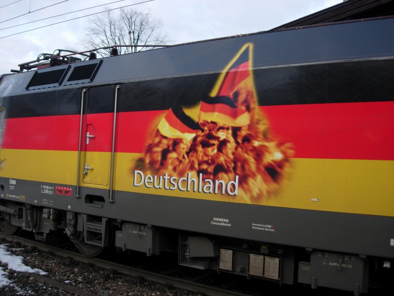 Detailaufnahme der Br 1116 EM Taurus Deutschland. 19.01.08 in Kitzb�hel