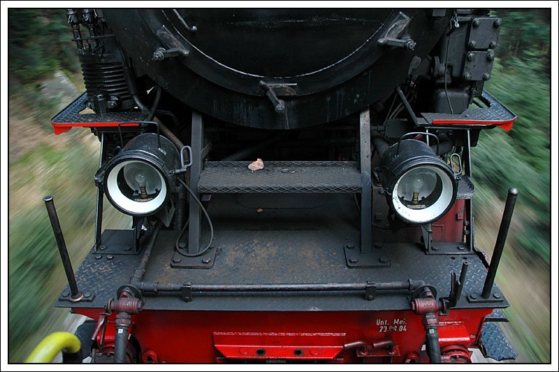 Detailaufnahme whrend der Fahrt von 99 7232, die uns vom Brocken nach Drei Annen Hohne am 10.10.2007 brachte.