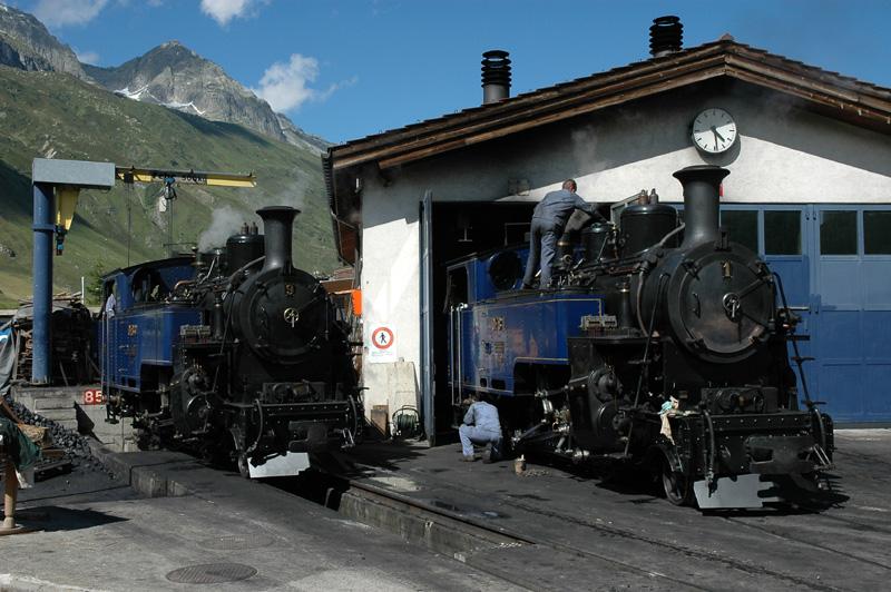 DFB Dampfloks 9 und 1. Realp 03.07.2005.