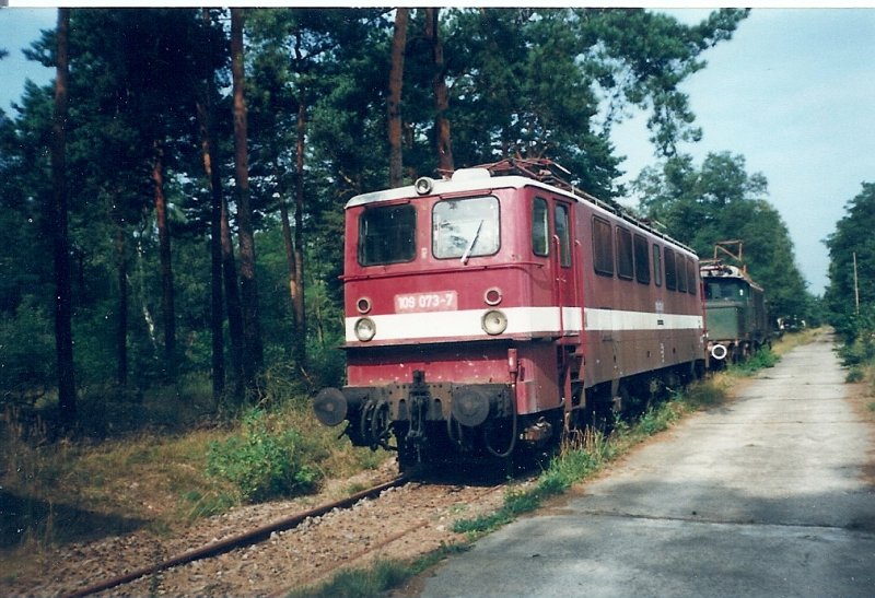 Die 109 073 geh�rte im August 1998 dem Loksammler Bernd Falz.Diese stande auf dem Gel�nde eines Munitionslagers in J�terbog Altes Lager.Im August 1998 konnte man Bernd Falz  Sch�tze  bestaunen.