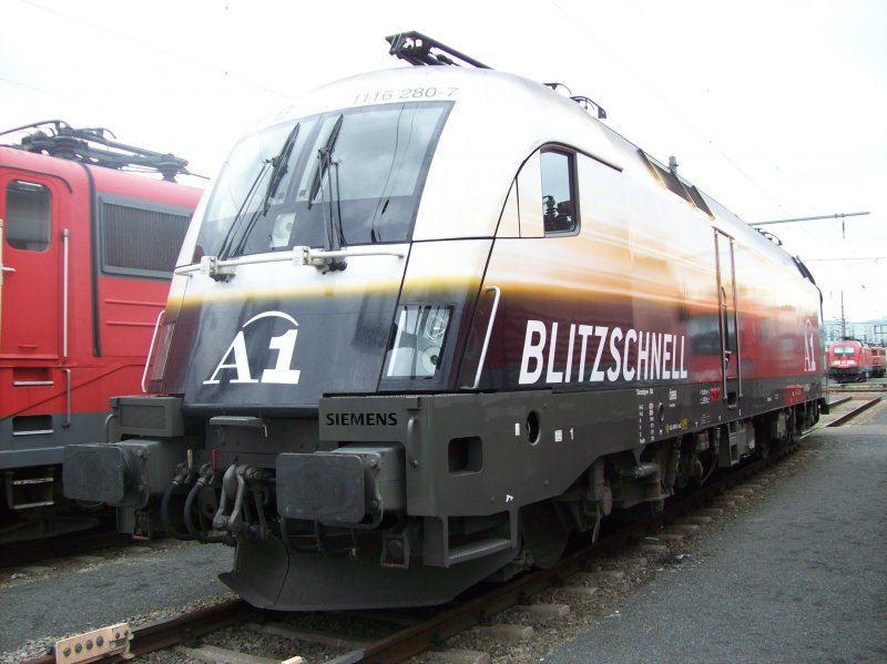 Die 1116 280-7 - A1-Lok - im Bereich des Hbf Linz am 13.07.2008