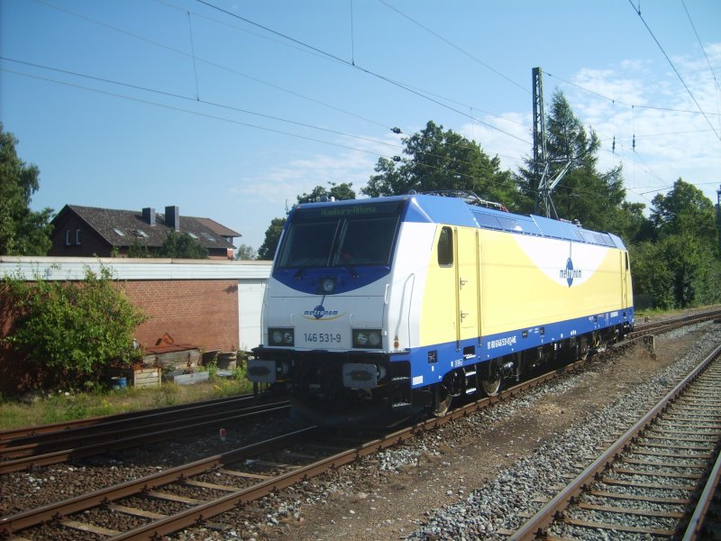 Die 146 531-9 fhrt am 18.7.07 als Tfzf durch den Bahnhof Uelzen