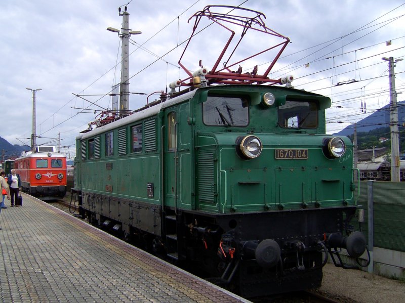 Die 1670 104 am 23.08.2008 Ausgestellt in Wrgl (150 Jahre Eisenbahnen in Tirol)