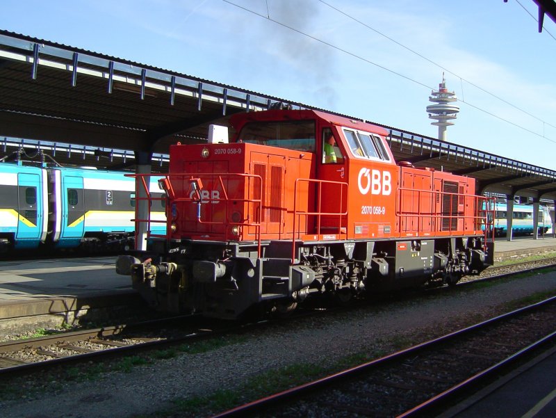 Die 2070 058 am 15.03.2008 bei Rangierarbeiten in Wien S�dbahnhof. 