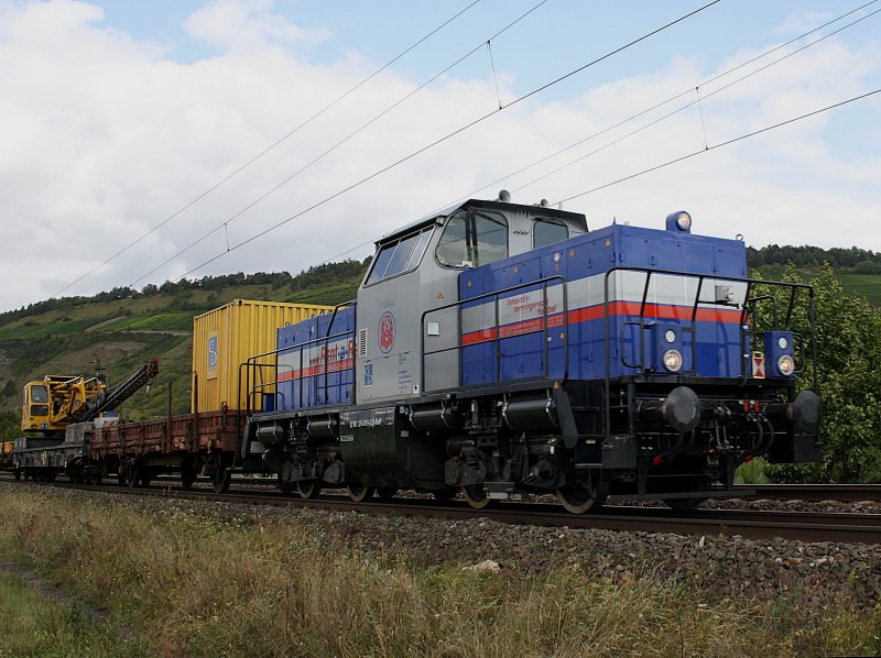 Die 214 019 von RentARail mit einem Bauzug am 29.08.2009 unterwegs bei Th�ngersheim. 