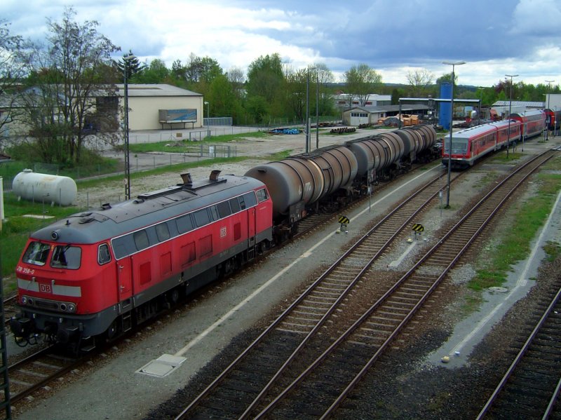 Die 218 358 am 01.05.2008 abgestellt im BW Mhldorf.