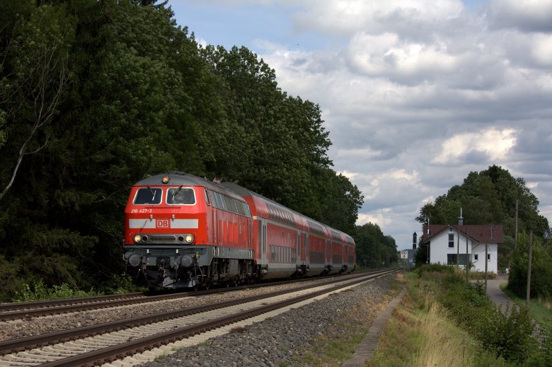 Die 218 427-6 am 16.07.2012 in Bad Schussenried.