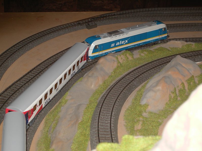 Die 223 065 mit dem ALEX bei der Einfahrt in den Bahnhof. 