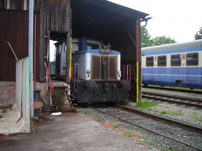 Die 242.01 im Schuppen in Gro�petersdorf.
