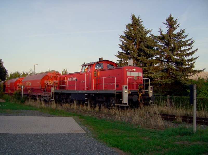 Die 294 685 am 26.08.2008 mit der bergabe aus Schnaittenbach bei der Einfahrt in Hirschau. 
