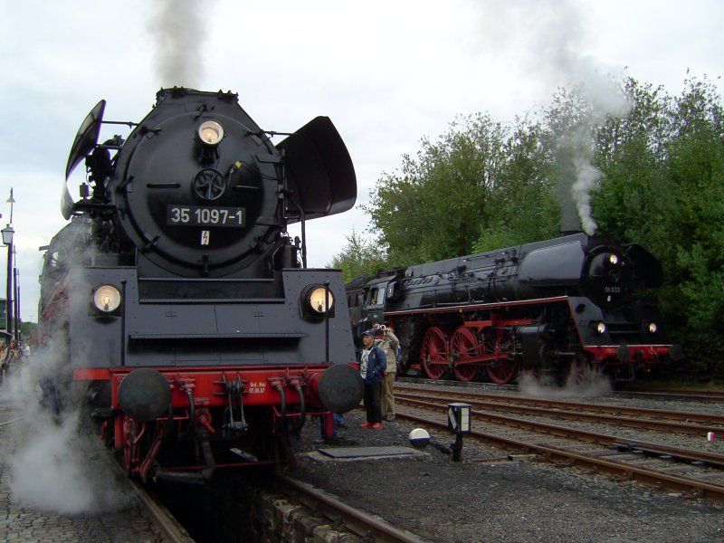 Die 35 1097 und die 01 533 am 20.09.2008 in Neuenmarkt-Wirsberg. (DDM Gelnde)