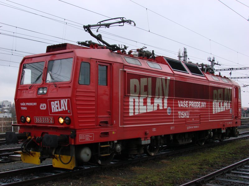Die 363 033-2, Relay Werbelok am 14.03.2008 in Brno hl.n.
