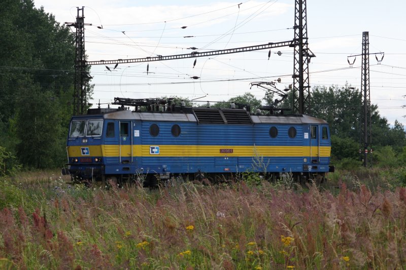Die 363 045-6 setzt am 15.07.09 im Gterbahnhof von Chomotov (Komutau) um. Fotografiert von der gegenberliegenden frei zugnglichen Ladestrae.