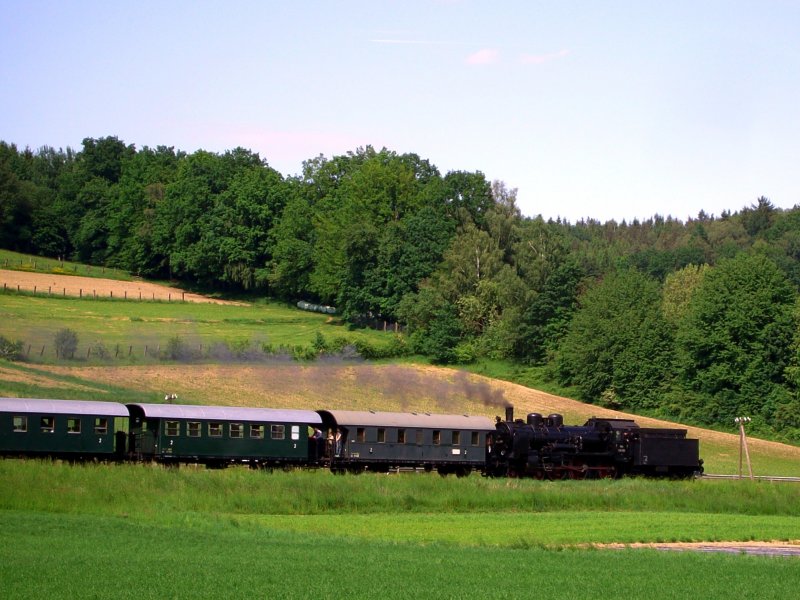 Die 638 1301 am 24.05.2008 mit einem Sonderzug unterwegs auf der Rottalbahn bei Pfarrkirchen ost. 