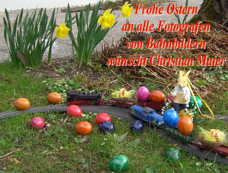 Die 64 297 und die MWB V 100 in meinem Garten beim Ostereierexpress zusammen Rangieren. Der Osterhase Kuckt mit Kritischen Augen bei den Rangierarbeiten zu. Die Lokfhrer mssen aufpassen das kein Osterei Zu Bruch geht. Weil sonst gibt es zu Ostern Keine Ostereier. Zum Schluss noch an alle Frohe Ostern.  