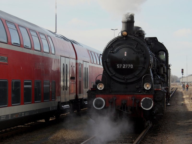 Die 657 2770 am 28.02.2009 in Simbach am Inn. 