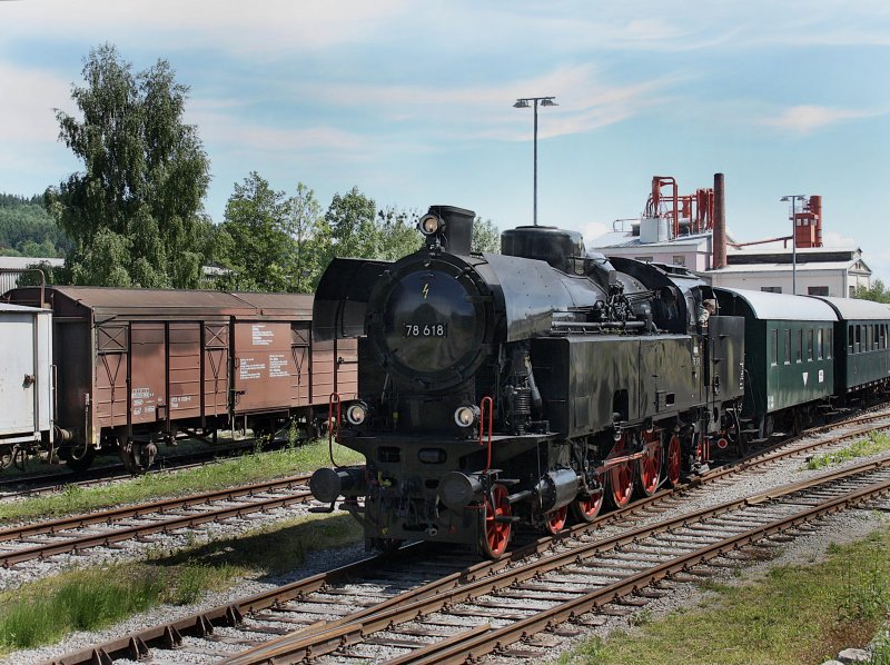 Die 78 618 am 31.05.2009 bei einer Rangierfahrt in Ampflwang. 