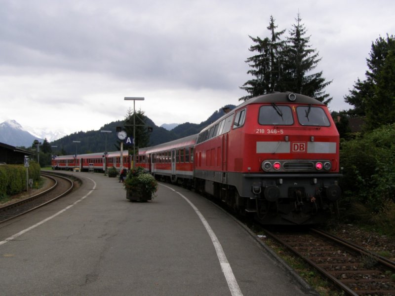 Die arme 218 346 am 07.09.07 in Fischen. Sie hat schon die 2te verlngerung unt luft nur noch bis mitte November