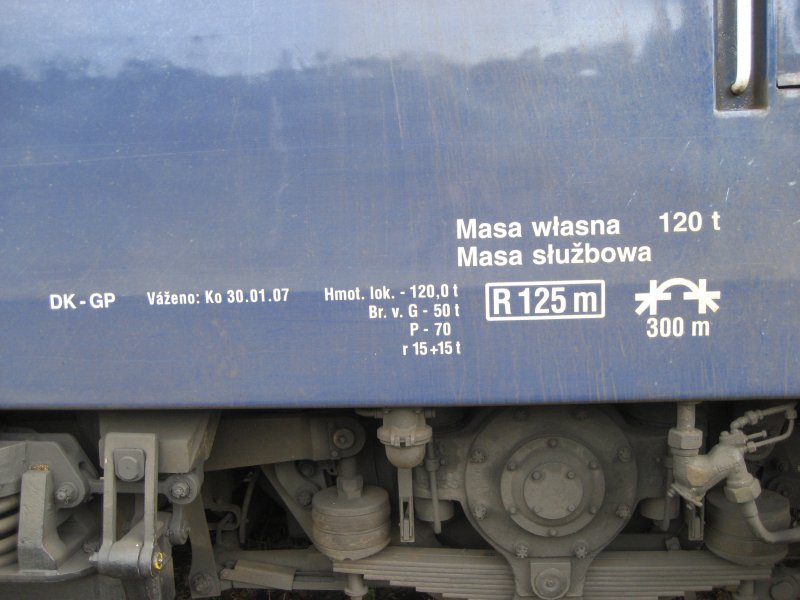 Die Aufschrifte auf der Lokomotive.