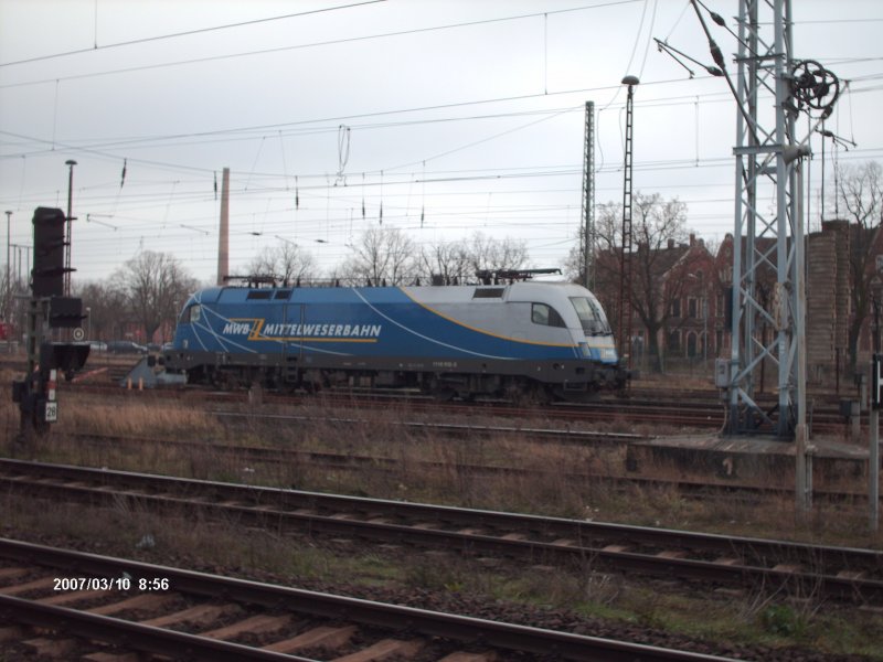 Die BR 1116 stand am 10.03.2007 abgeb�gelt in Stendal.
