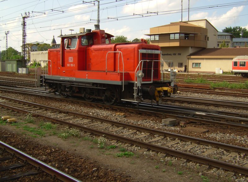 Die BR 363 155-3 bei Rangierarbeiten in Regensburg HBF am 14.08.2007