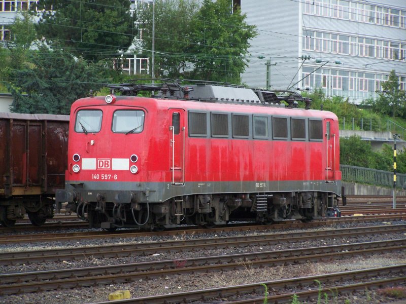 Die Br.140 597-6 stand am 11.Juli 2007 im GBF von Aalen abgestellt. 