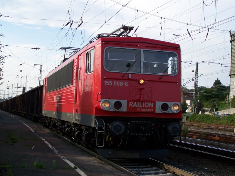 Die BR.155 0086 fuhr am 14.Juni 2007 mit einem Güterzug von Harburg