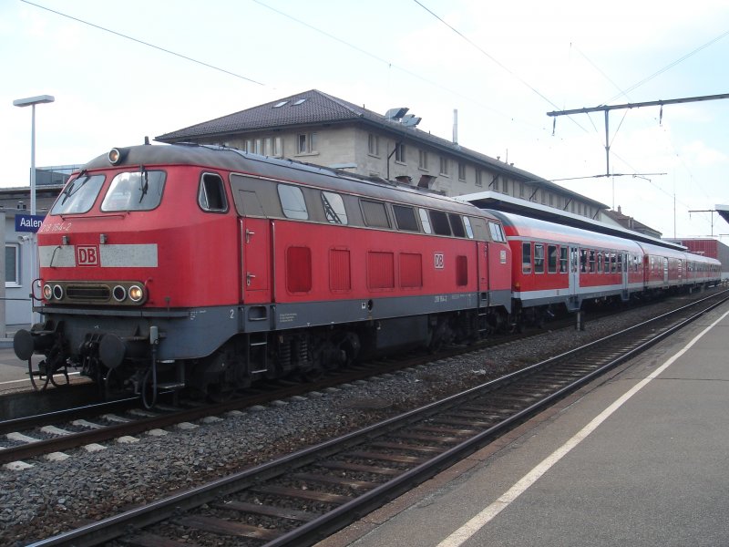 Die Br.218 164-2 fuhr am 06.05.07 mit dem Sonder-Fahrradzug von Aalen Hbf nach Endersbach(bei Stuttgart).
