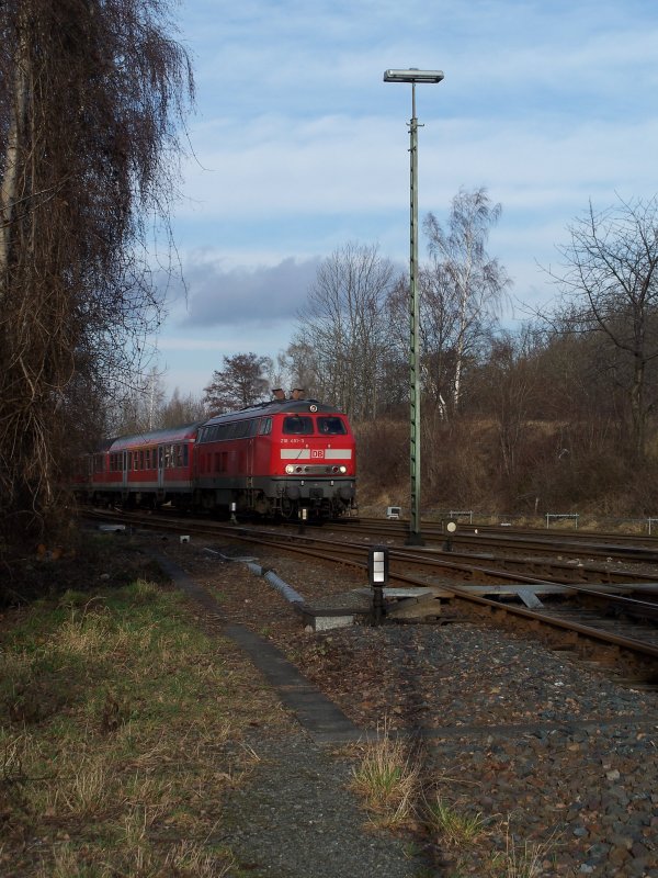 Die Braunschweiger 218 451 brachte den RE aus Hannover nach Bad Harzburg. (3.3.2008)