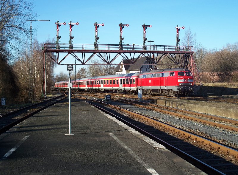 Die Braunschweiger 218 455 barchte den RE aus Hannover nach Bad Harzburg (3.3.2008)