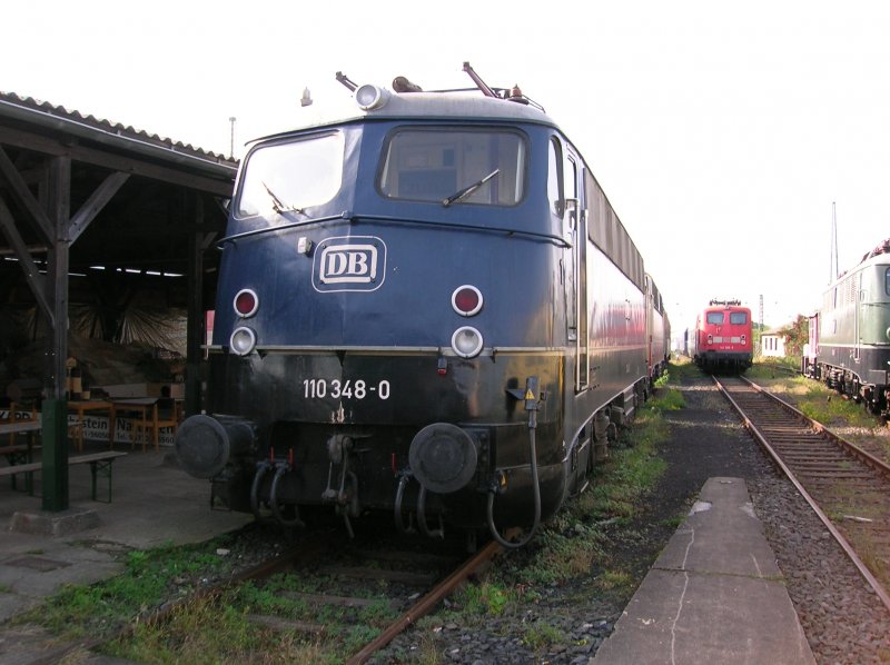 Die B�gelfalten 110 348-0 im DB- Museum Koblenz.