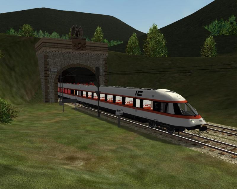 Die Deutsche Bundesbahn in den 70er-Jahren. Ein ET403 bei der Ausfahrt aus dem 4200m langen Kaiser-Wilhelm Tunnel kurz hinter Cochem.