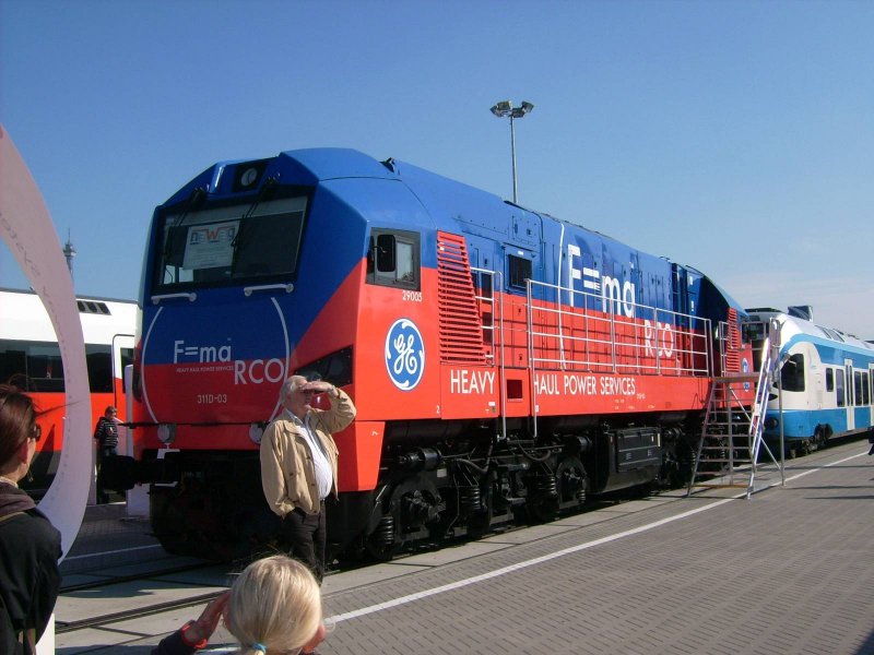Die Diesellok vom Typ 311D auf der Innotrans; bei ihr handelt es sich um eine umgebaute DR V-200! Sie f�hrt f�r Heavy Haul Power.