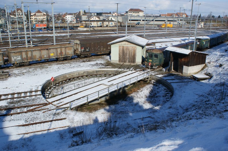 Die Drehscheibe der Swisstrain in Payerne aufgenommen am 13.02.2009