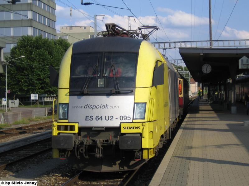 Die ES 64 U2-095 war am 13.8.05 anlsslich einer Extrafahrt in Regensdorf.