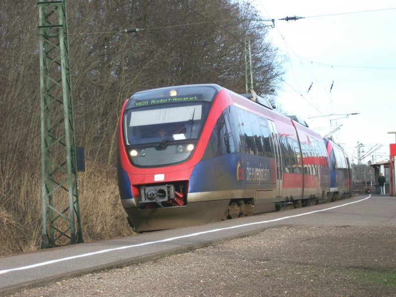 Die Euregiobahn Aachen. Zwei Treibzge der Euregiobahn stehn abfahrtbereit nach Alsdorf-Annapark im Stolberger Hbf. 16.02.2007