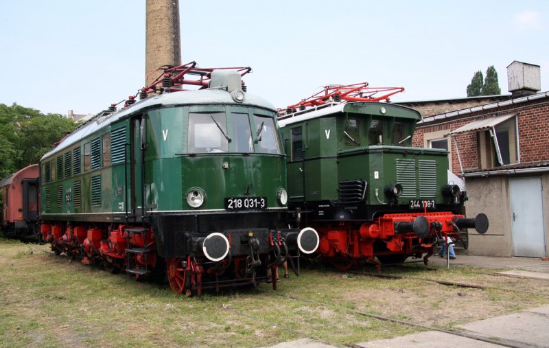 Die in Halle beheimatete E18 031, f�r deren betriebsf�hige Unterhaltung leider keine Konzerngelder zur Verf�gung stehen, ist am 04.und 05.07.2009 neben E44 108 im Bw Halle P ausgestellt.
