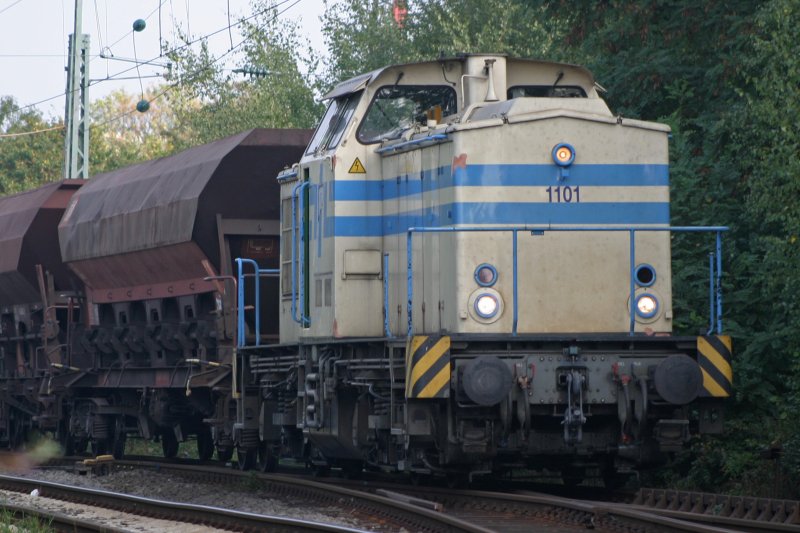 Die Lok 1101 der Industrietransportbahn (ITB)steht am 20.9.09 in Ratingen Ost