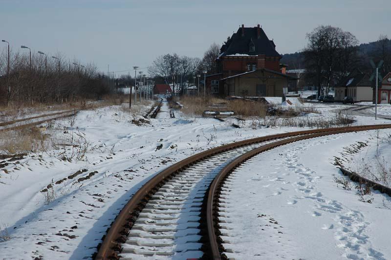 Die neue Schmalspurige Verbindugscurve im Bahnhof Gernrode. Der HSB Selketalbahn wird hier mit 8 km. verl�ngert auf der alte normalspurige Trasse nach Quedlinburg.