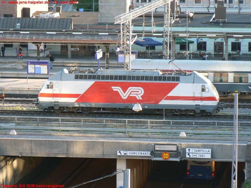 Die rangierende Sr2 3236 in Tampere am 13.06.2007