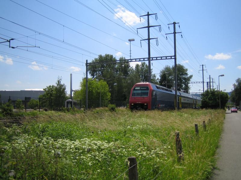 Die Re 450 034-4 ''Oberweningen'' fuhr am 11.6.05 mit defekter Bandanzeige als S12 nach Seuzach, aufgenommen in Oberwinterthur.