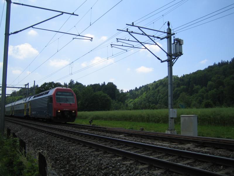 Die Re 450 092-2 ''Wila'' fuhr am 18.6.05 als S12 bei der Tssmhle vorbei.