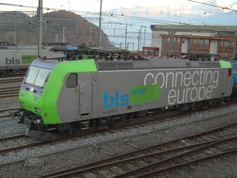 Die Re 485 001 am 02.11.2007 im Depot von Spiez. 