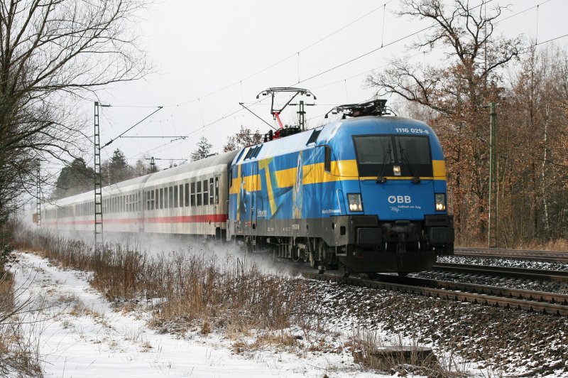 Die Schweden Lok 1116 029 mit IC 2083 am 11.02.2009 in Haar (bei Mnchen).