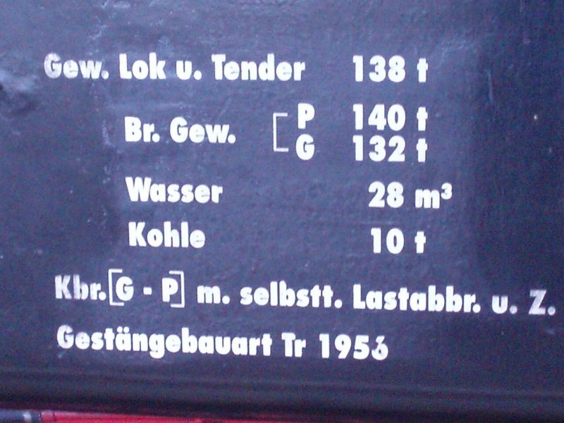 Die Tenderanschrift der 35 1019-5.