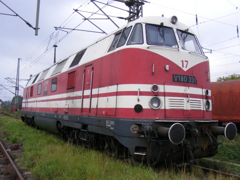 Die V180 331 in Magdeburg im Heimatbahnhof MD - Sudenburg (PBSV-GmbH)
